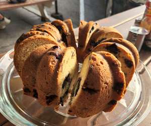Blueberry coffee cake baked in a bundt pan