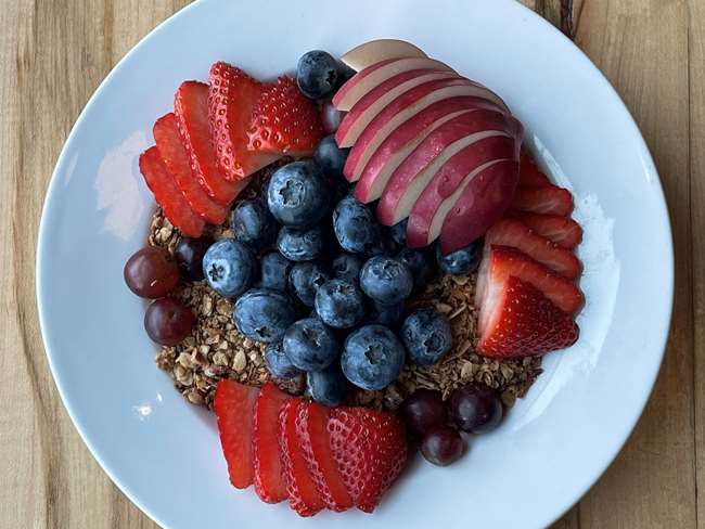 GRANOLA, YOGURT, AND FRESH FRUIT